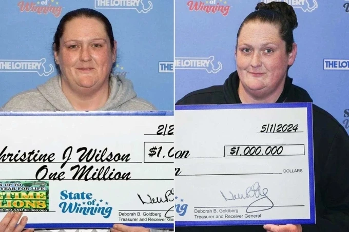 Christine Wilson hai lần nhận giải xổ số một triệu USD vào tháng 2 và tháng 5. Ảnh: Massachusetts State Lottery