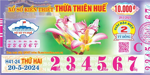 Mẫu vé xổ số kiến thiết Thừa Thiên Huế 2