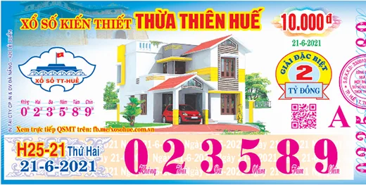 Mẫu vé xổ số kiến thiết Thừa Thiên Huế 2