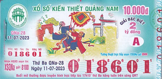 Mẫu vé xổ số kiến thiết Quảng Nam 2