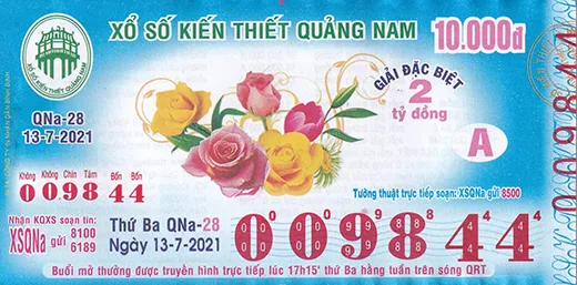 Mẫu vé xổ số kiến thiết Quảng Nam 1